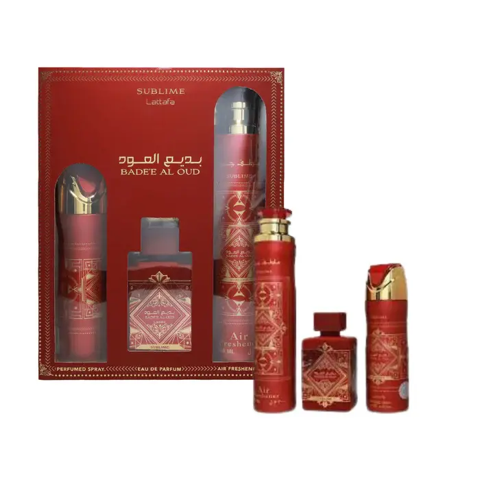 LATTAFA ESTUCHE SUBLIME 100 ML. + 200 ML. DESODORANTE + 300 ML. DES. AMBIENTAL